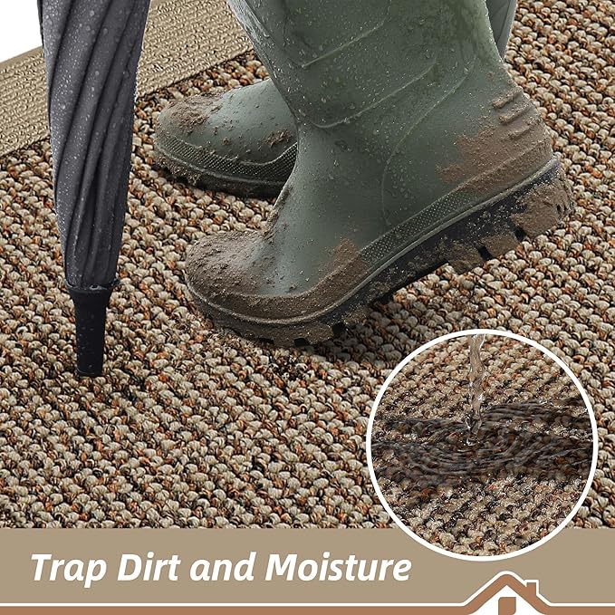 BEQHAUSE Indoor Door Mat 24" x 60", Dirt Trapper Door Mats Non-Slip Entryway