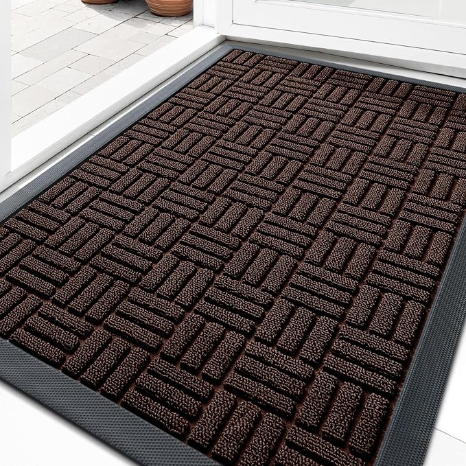 OLANLY Front Door Mat Outside Entrance 29.5x17, Heavy Duty Sturdy Natural