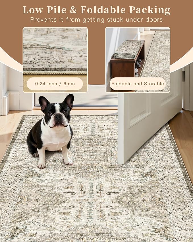 Madane Hallway Runner Rug 2'6''x14' Kitchen Runner, Non Slip Vintage Runners