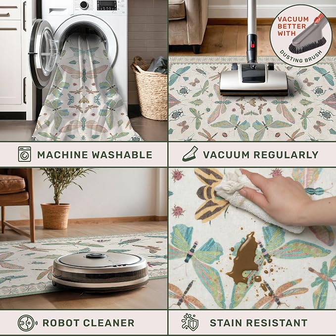 Hazo Haus Washable Boho Bathroom Rug 2x3, Small Throw Rugs