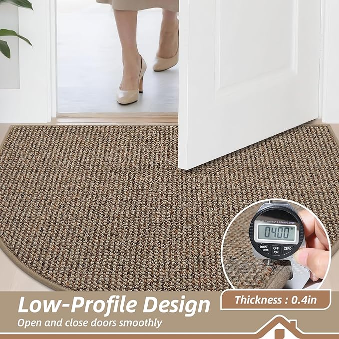 BEQHAUSE Dirt Trapper Door Mat 26" x 40" Half Circle Non-Slip Washable Doormats