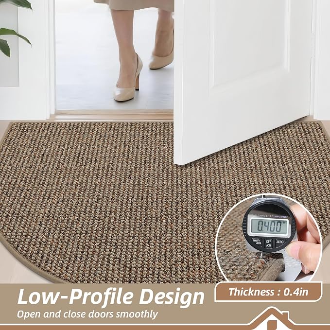 BEQHAUSE Dirt Trapper Door Mat 24" x 36" Half Circle Non-Slip Washable Doormats