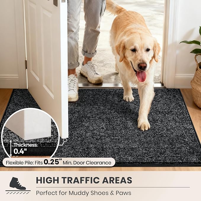 PURRUGS Dirt Trapping Door Mat 34" x 59", Non-Slip Machine Washable Entry Rug