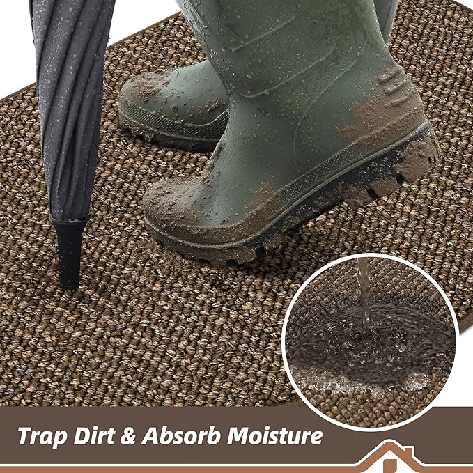 BEQHAUSE Dirt Trapper Door Mat 24" x 36" Half Circle Non-Slip Washable Doormats