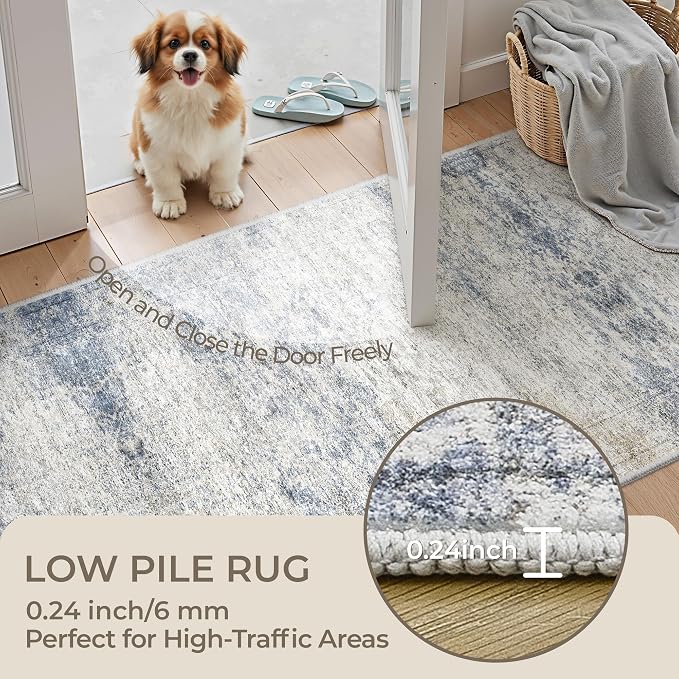 3x6 Runner Rug Non Slip, Thin Entryway Washable Rug