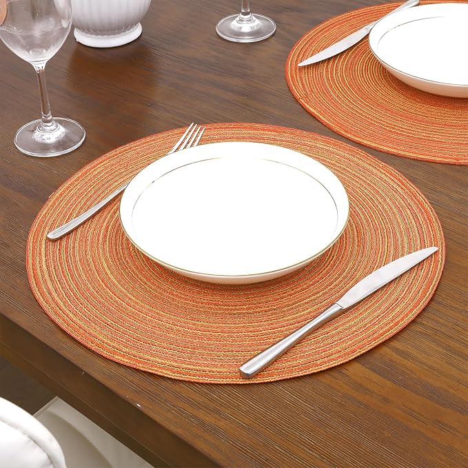 SHACOS Round Placemats Set of 4 Woven Braided Place Mats Table Placemats 15