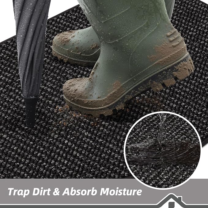 BEQHAUSE Dirt Trapper Door Mat 26" x 40" Half Circle Non-Slip Washable Doormats