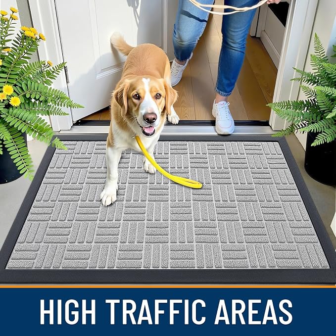 OLANLY Front Door Mat Outside Entrance 29.5x17, Heavy Duty Sturdy Natural