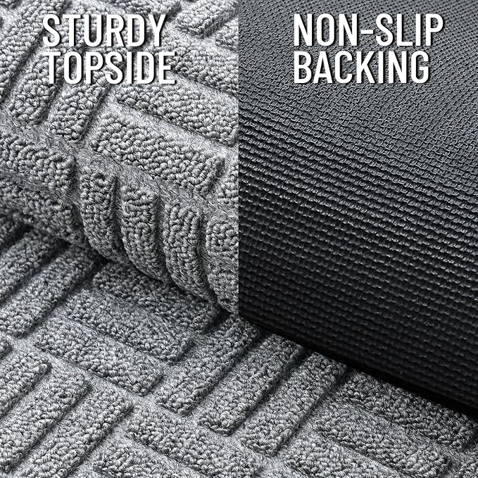 OLANLY Front Door Mat Outside Entrance 33x21, Heavy Duty Sturdy Natural Rubber