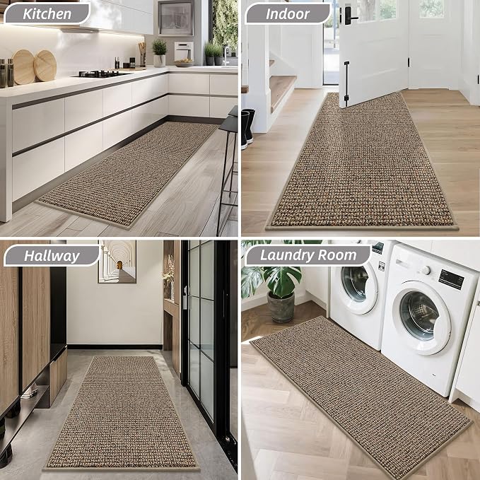 BEQHAUSE Dirt Trapper Door Mat 24" x 60", Non-Slip Washable Doormats Entrance