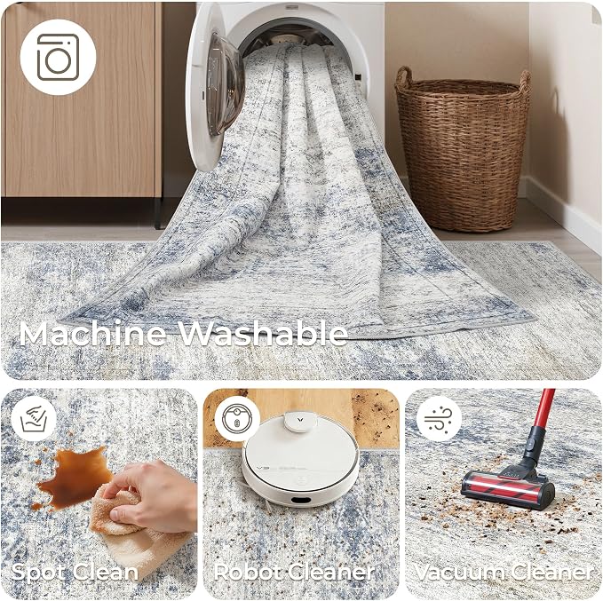 3x6 Runner Rug Non Slip, Thin Entryway Washable Rug