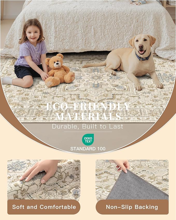 Madane Runner Rug 2x8, Washable Hallway Runner Rugs, Non-Slip Low-Pile Soft