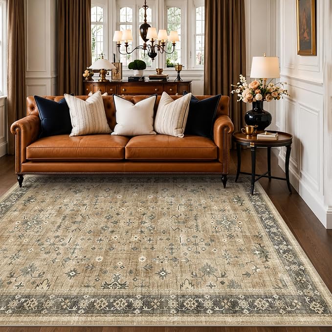 Hazo Haus Rustic Taupe Area Rug 5x7