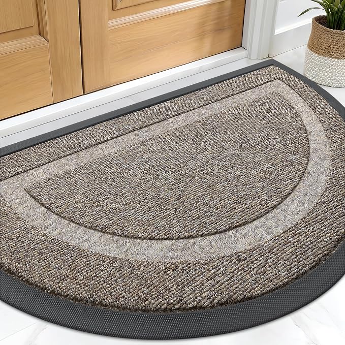 OLANLY Half Circle Door Mat Indoor Outdoor Entrance Welcome, Waterproof