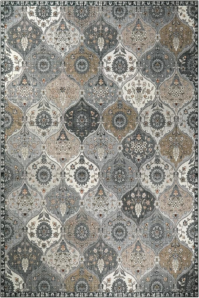 Lahome Moroccan Washable Area Rug 6x9, Ultra-Thin Large Living Room Rugs