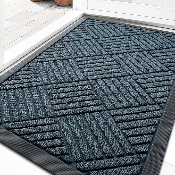 OLANLY Front Door Mat Outside Entrance 33x21, Heavy Duty Sturdy Natural Rubber