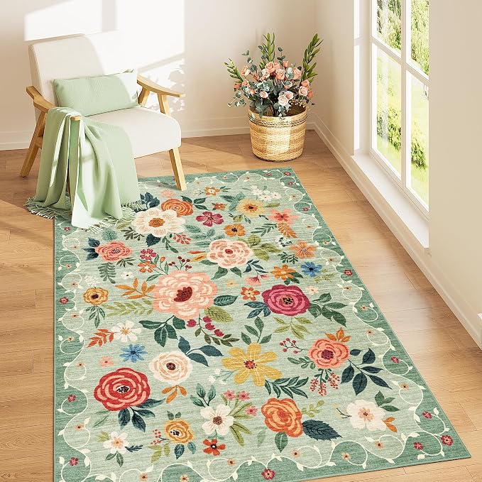 DUKINO 3x5 Area Rug, Floral Rugs