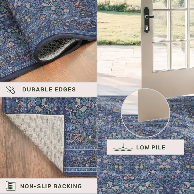Dark Navy Blue Living Room Rug 5x7 Area Rug