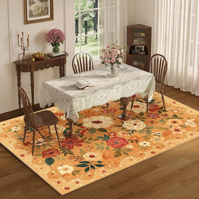 DUKINO 8x10 Area Rug, Floral Rugs