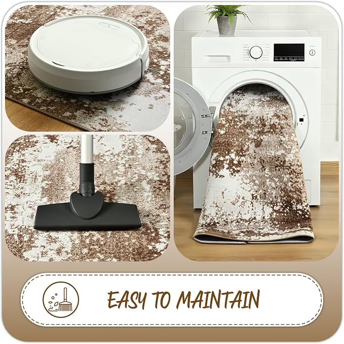 Brown Round Area Rugs 4ft Washable Circle Rug