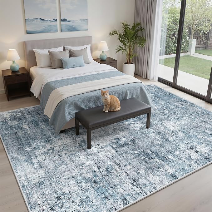 Soalmost 7x9 Area Rug for Living Room Washable Abstract Vintage Soft Thin