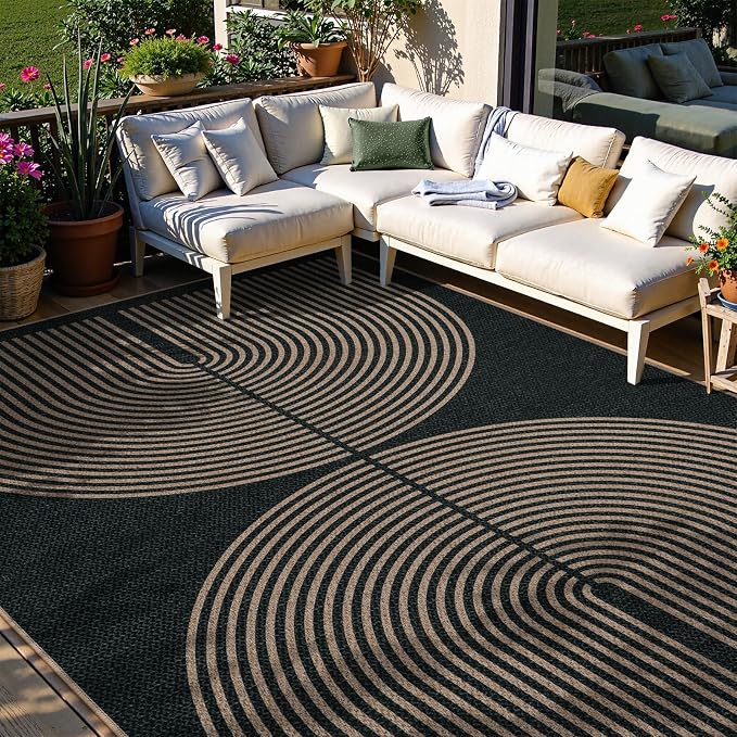 Lahome Enfys Rainbow Easy Jute Outdoor Carpet, Washable Rugs 9x12