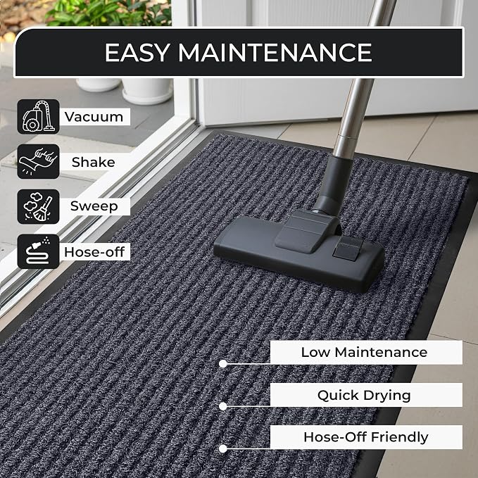 Commercial Door Mat 3'x10' Grey, Heavy Duty Industrial Floor Mat