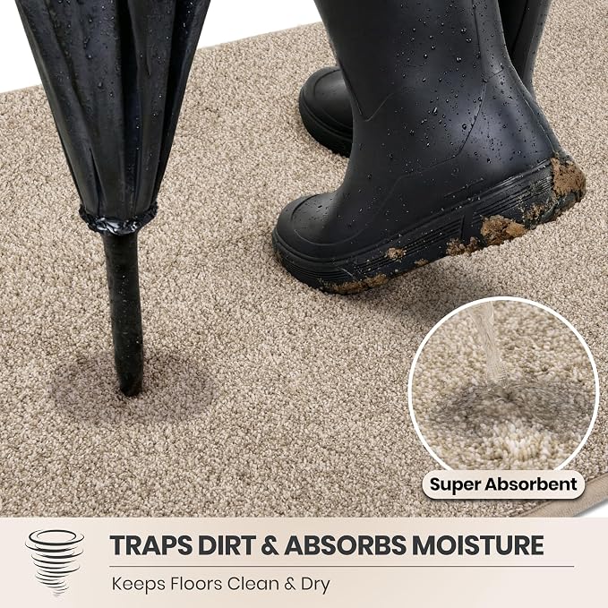 PURRUGS Dirt Trapping Door Mat 31.5" x 47", Non-Slip Machine Washable Entryway