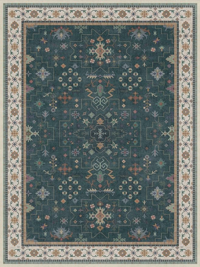 Hazo Haus Dark Green Vintage Living Room Rug 9x12