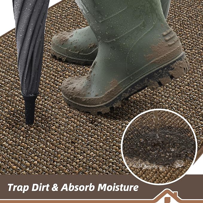 BEQHAUSE Dirt Trapper Door Mat 17" x 30", Non-Slip Doormats Washable Entryway