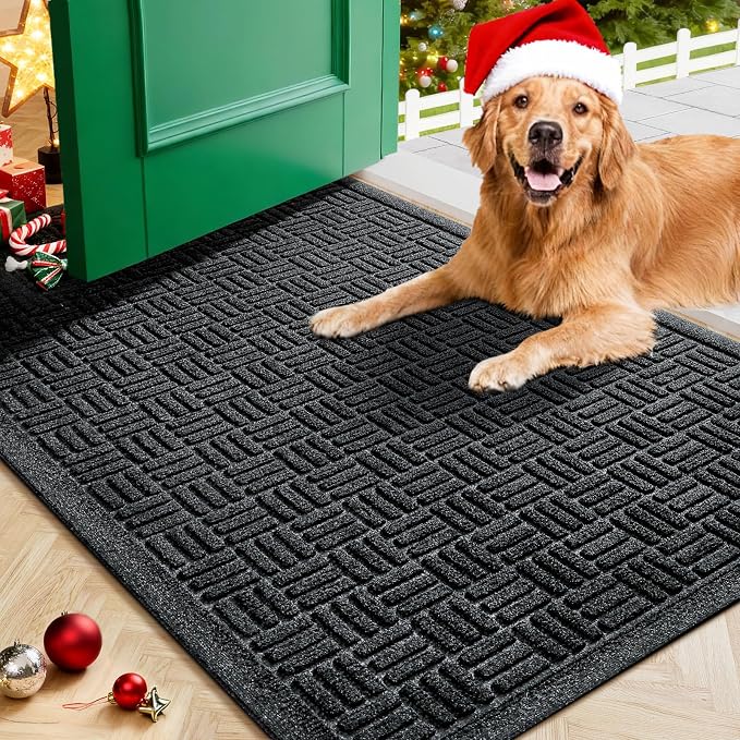 Mibao Front Door Mat Indoor Outdoor Entrance, Dirt Trapping Waterproof