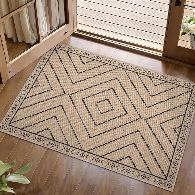 Tangsoo Easy Jute Rug 2x3 Outdoor Rug, Washable Non-Slip Rug
