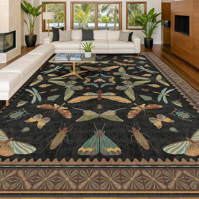 Big Black Area Rug for Living Room
