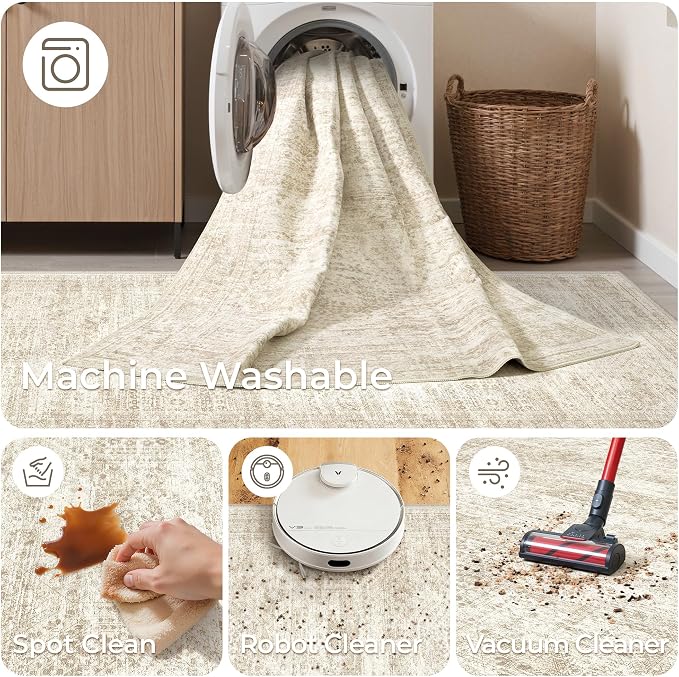 4x8 Rug for Bedroom, Wide Runner Rug for Hallway, Non Slip Washable Runner Rug