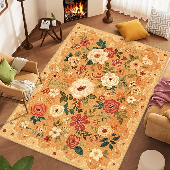 DUKINO 8x10 Area Rug, Floral Rugs