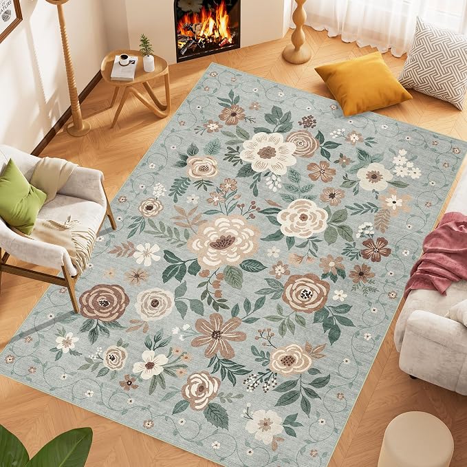 DUKINO 6x9 Area Rug, Floral Rugs