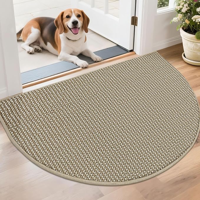 BEQHAUSE Dirt Trapper Door Mat 26" x 40" Half Circle Non-Slip Washable Doormats
