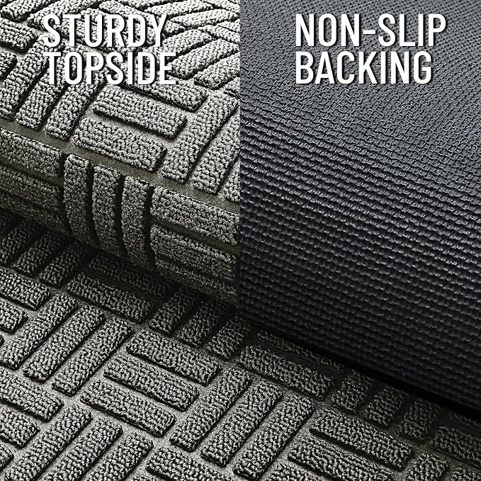 OLANLY Front Door Mat Outside Entrance 35x23, Heavy Duty Sturdy Natural Rubber
