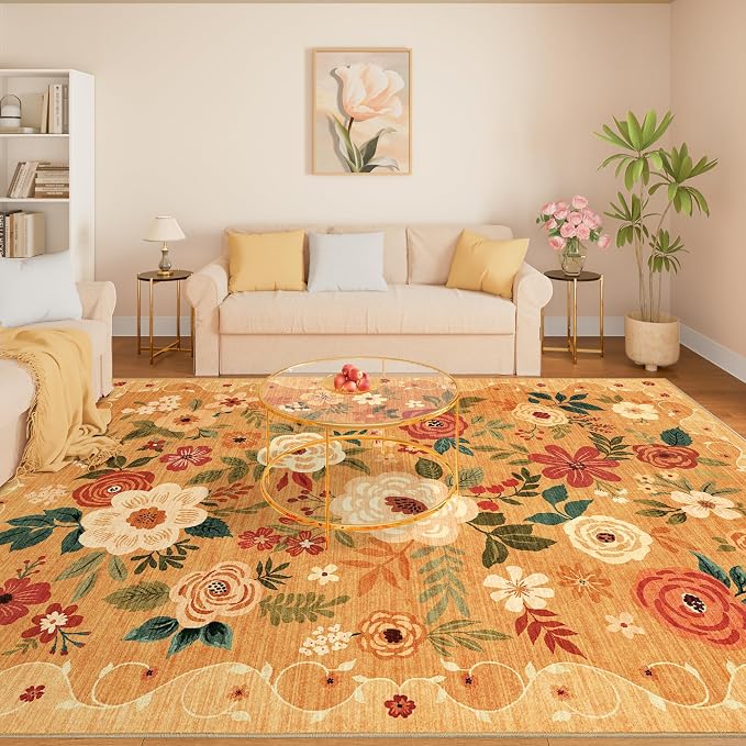 DUKINO 8x10 Area Rug, Floral Rugs