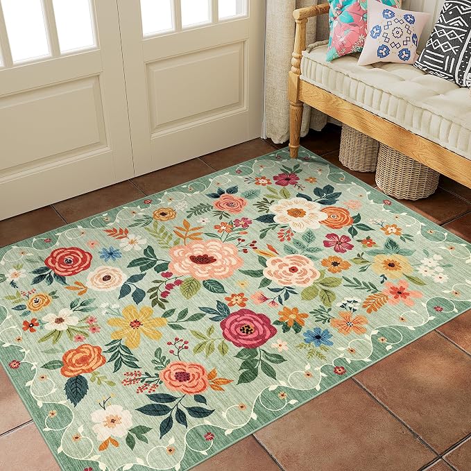 DUKINO 3x5 Area Rug, Floral Rugs