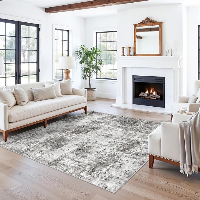 ZHXXUJ Washable 6x6 Square Area Rug – Non Slip Modern Abstract