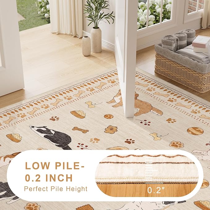 DUKINO 2x6 Washable Runner Rug for Hallway, Non Slip Animal Dog Kitchen Rug