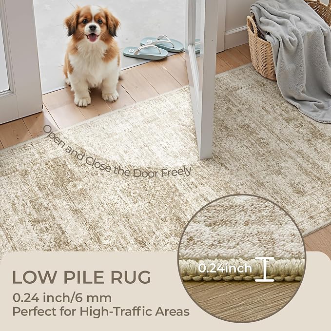 3x16 Washable Runner Rug for Hallway, Non-Slip Long Hallway Runner for Entryway