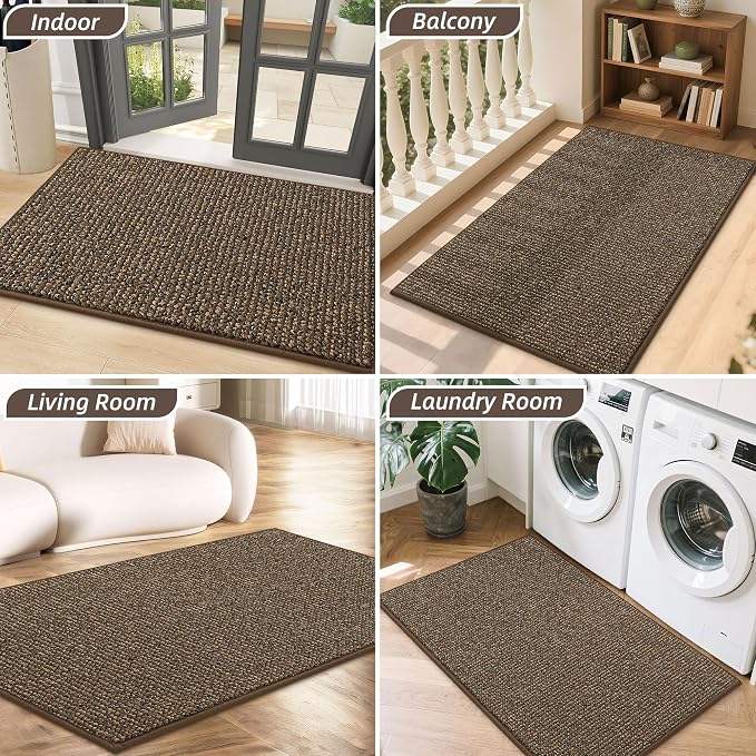 BEQHAUSE Dirt Trapper Door Mat 17" x 30", Non-Slip Doormats Washable Entryway