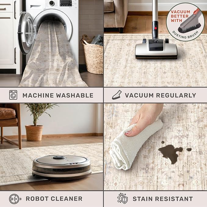 Washable 2x8 Runner Rugs for Hallway Non Slip, Stain Resistant Farmhouse