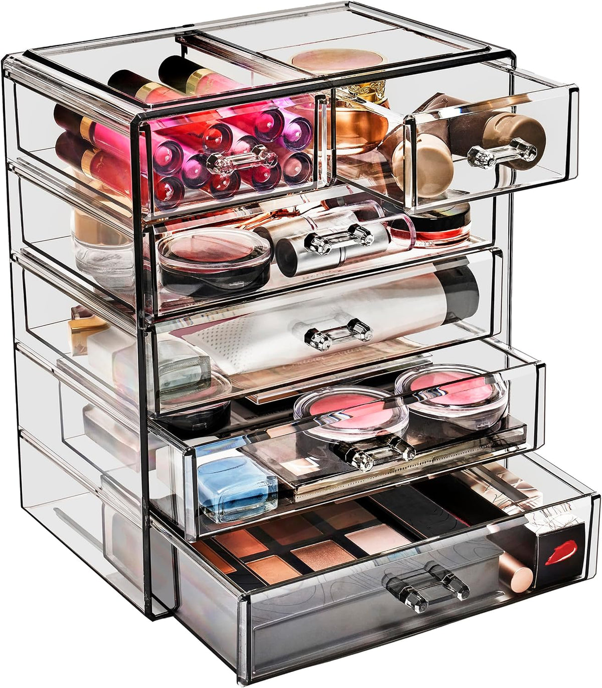 Sorbus 6-Drawer Makeup Organizer with Small & Wide Drawers (Black Jewel)