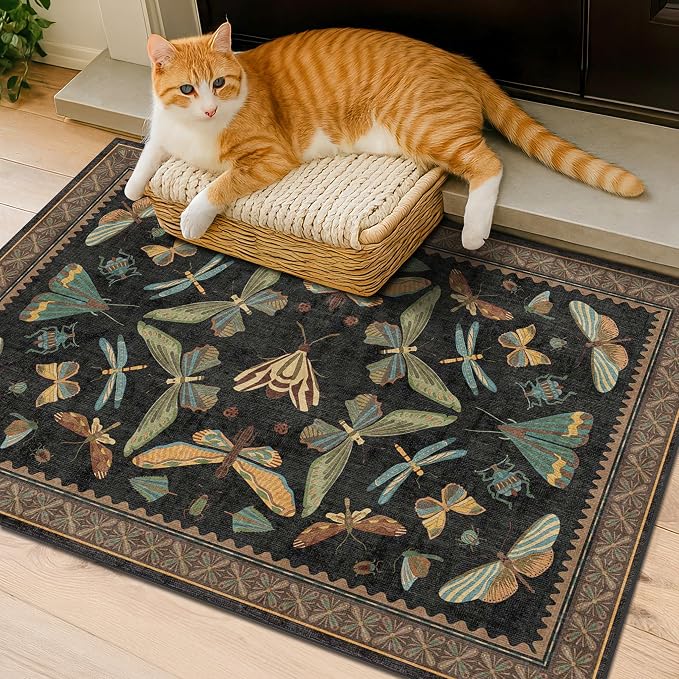 Small Black Entryway Runner Rug