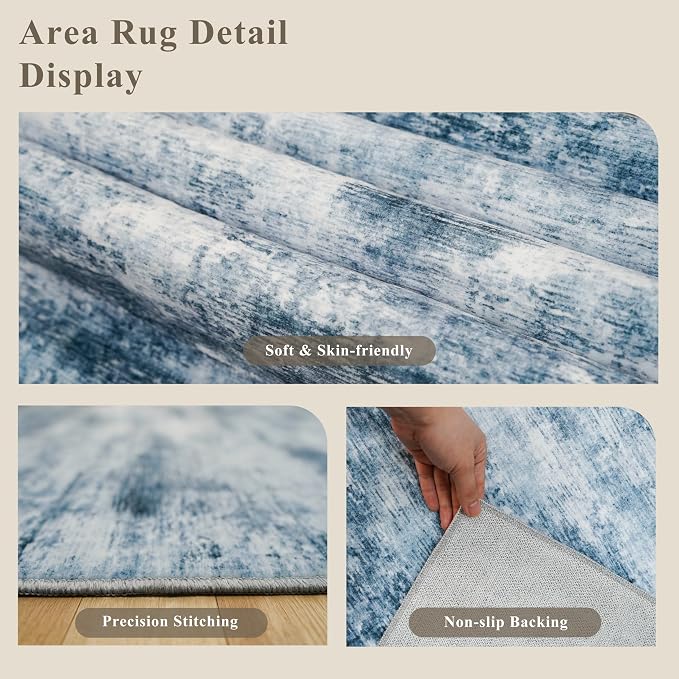 10x14 Area Rug Living Room – Washable Large Neutral Modern Abstract Soft Low