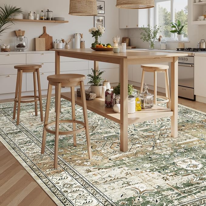 Soalmost 9x12 Area Rugs for Living Room, Non Slip Machine Washable Vintage Rugs