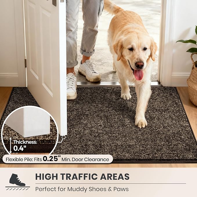 PURRUGS Dirt Trapping Door Mat 20" x 31.5", Non-Slip Machine Washable Entry Rug